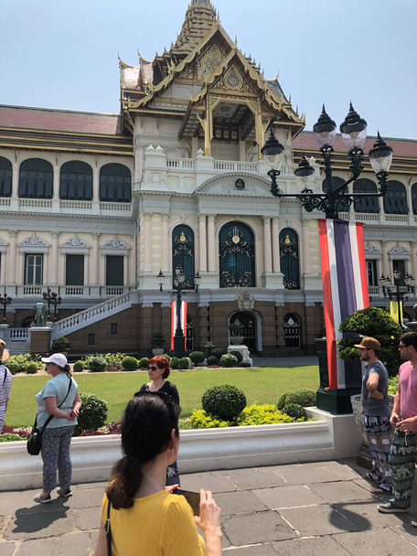 Bangkok, Thailand - February 10, 2020: Grand Palace, the royal palace and temple complex in Bangkok, Thailand, many tourists - Fotó, kép
