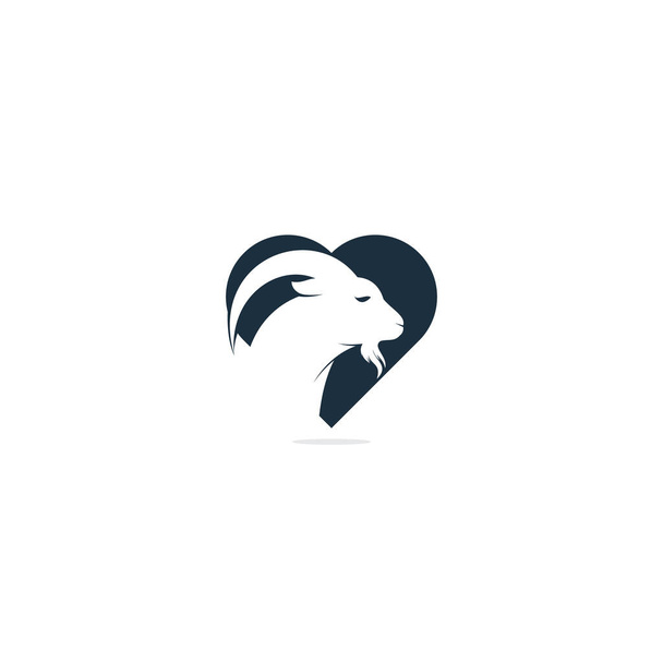 Goat heart shape concept Logo Template Design. Mountain goat vector logo design. Goat head Logo Template vector icon illustration design - Vector, Image