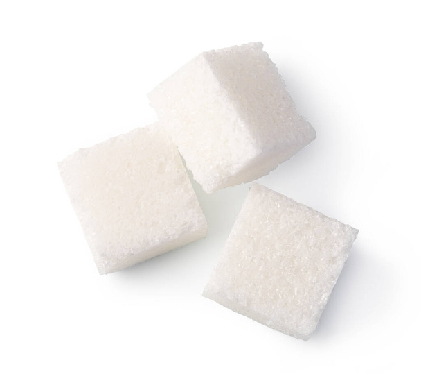 white sugar cubes, isolated on white background - Photo, Image