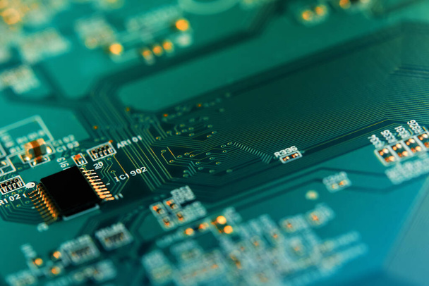 Electronic circuit board with electronic components such as chips close up - Photo, Image