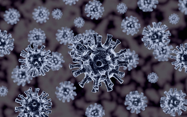 Ilustración del concepto de Coronavirus bajo el microscopio. Renderizado 3d
. - Foto, Imagen