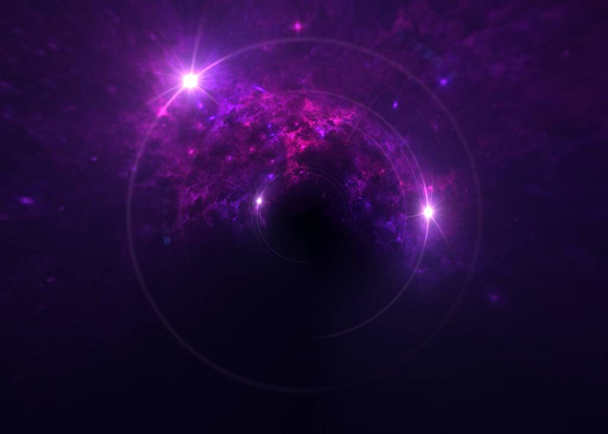 Abstraktes Wurmloch im All mit Gas und Staub, Galaxie und Sternen Premium Foto, schwarzes LochWeltraumhintergrund mit leuchtenden Sternen - Foto, Bild