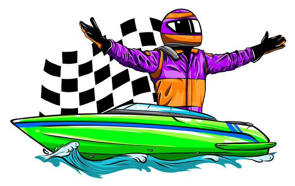 Motorový člun závod vektorové ilustrace design umění - Vektor, obrázek