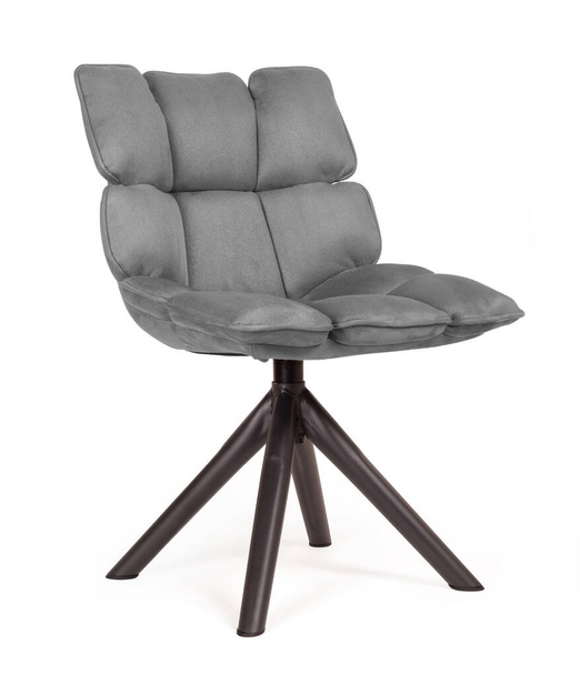 Cadeira moderna feita de camurça e metal, isolado em branco - Cinza
 - Foto, Imagem