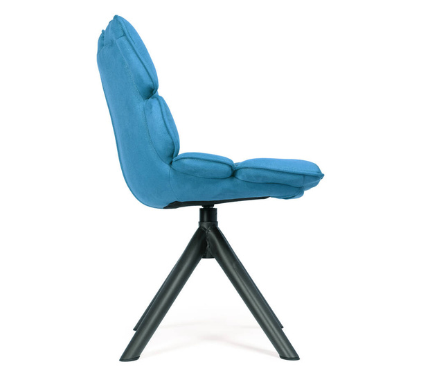 Modern chair made from suede and metal, isolated on white - Blue - Valokuva, kuva