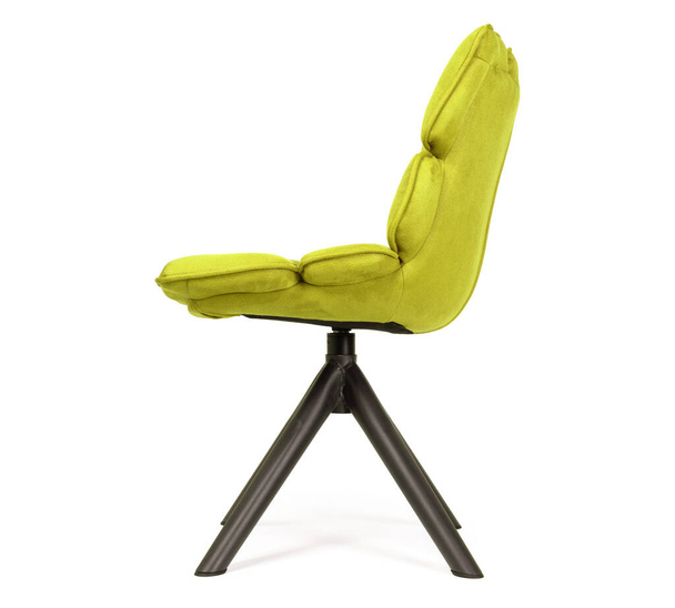 Modern szék készült szarvasbőr és fém, elszigetelt fehér - sárga - Fotó, kép