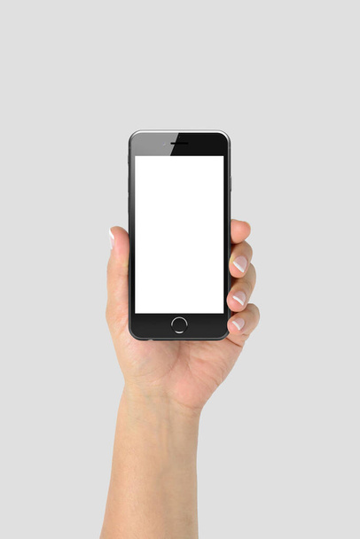 Mockup ženské ruční telefon izolované na světle šedém pozadí | App & UI Mockups  - Fotografie, Obrázek