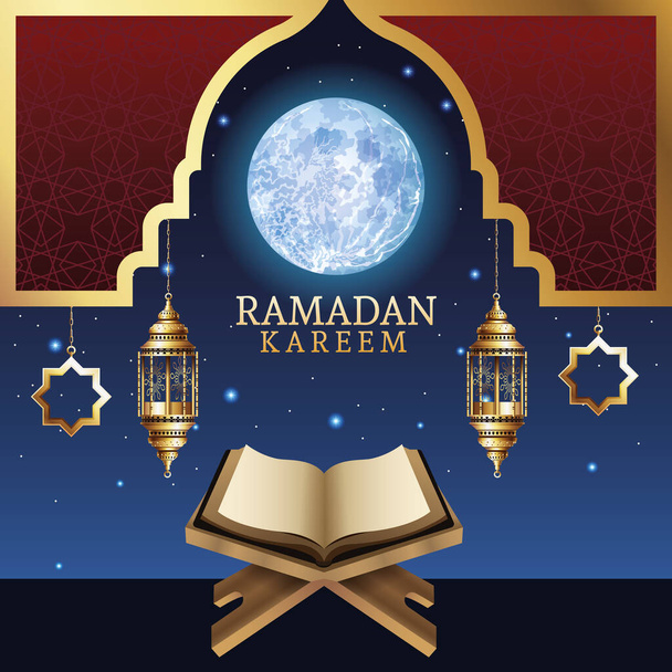ramadan Kareem ünneplés Korán könyv - Vektor, kép