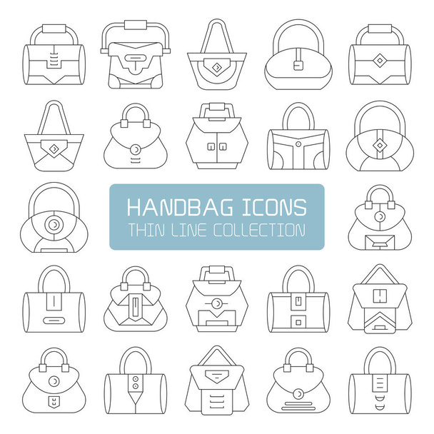 handbag and pouch icons thin line design - Vector, Image