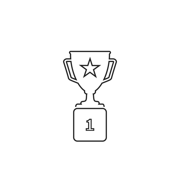 Ikona Trophy Line w modnym płaskim stylu, odizolowana na szarym tle. Symbol nagrody za projekt strony internetowej, logo, aplikację, Interfejs użytkownika. Wektor - Wektor, obraz