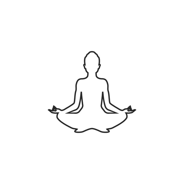 Icono de línea de yoga. silueta de posición de loto. Forma vectorial
 - Vector, imagen