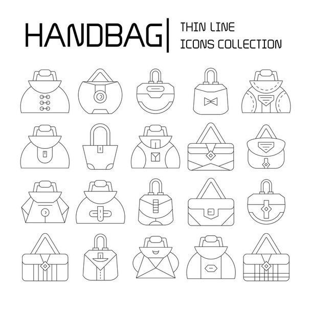handbag and pouch icons thin line design - Vector, Image