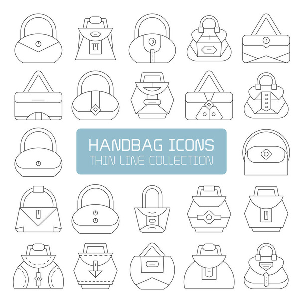τσάντα και σακουλάκια εικονίδια λεπτή γραμμή σχεδιασμού - Διάνυσμα, εικόνα