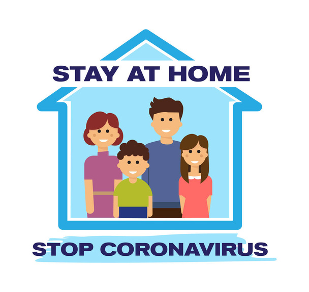 stay at home, stop corona virus concept, vector illustrator - Vector, Image