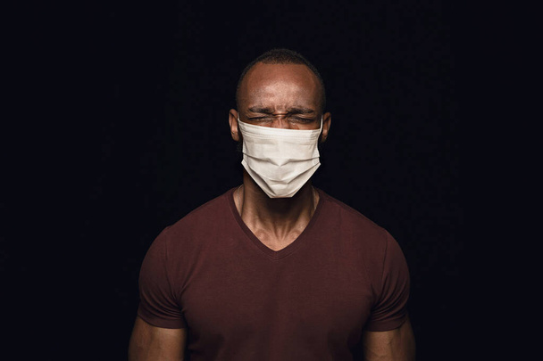 Man in protective mask, coronavirus prevention, protection concept - Photo, Image