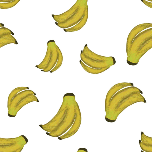 Seamless pattern with watercolor bananas on white background. Summer pattern. Fruit print. Packaging, wallpaper, textile, fabric design - Fotó, kép