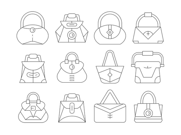 ícones de bolsa e bolsa design de linha fina
 - Vetor, Imagem
