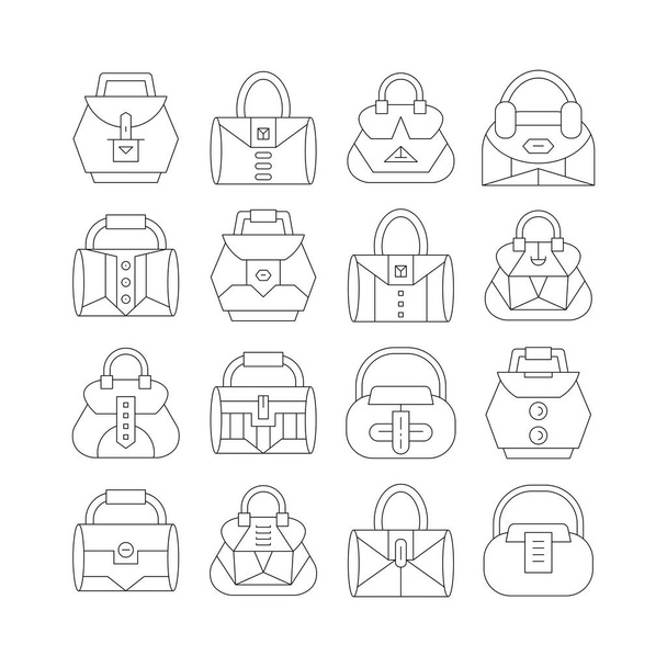 дизайн тонкой линии иконок сумочки и сумки
 - Вектор,изображение