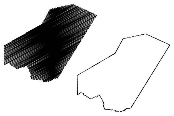 Ali Sabieh Region (Republika Džibutsko, Africký roh, Adenský záliv) mapa vektorová ilustrace, načmáraný náčrt Ali Sabieh mapa - Vektor, obrázek
