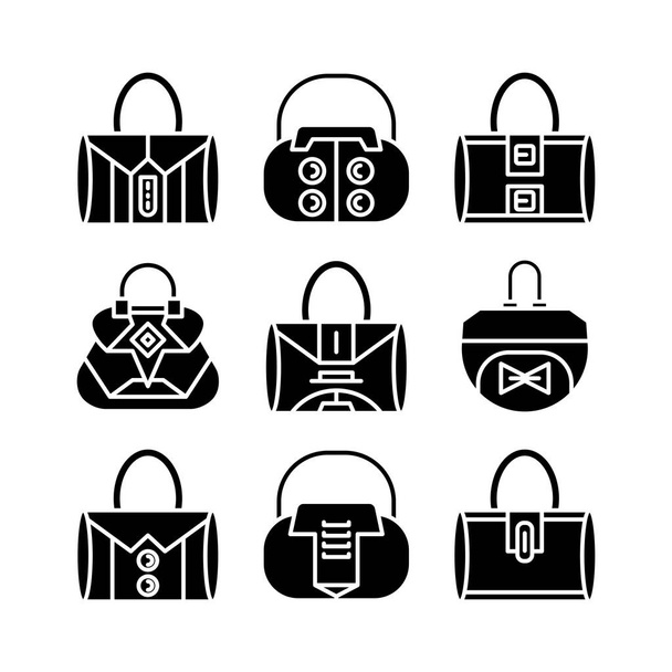 handbag and pouch icons glyph design - Vector, Image