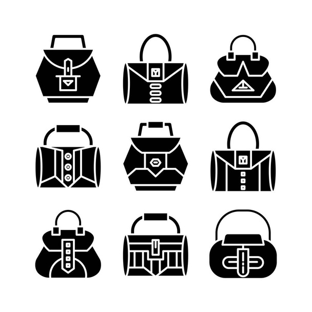 handbag and pouch icons glyph design - Vector, Image
