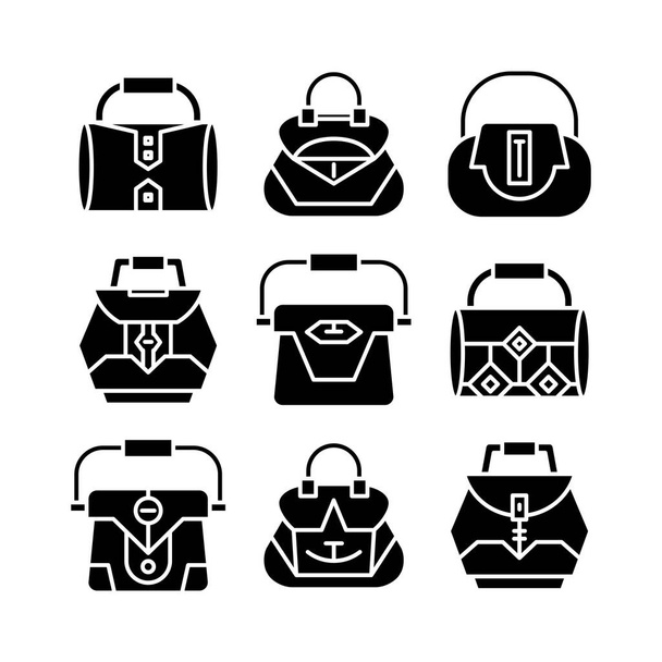 handbag and pouch icons glyph design - Vector, Imagen