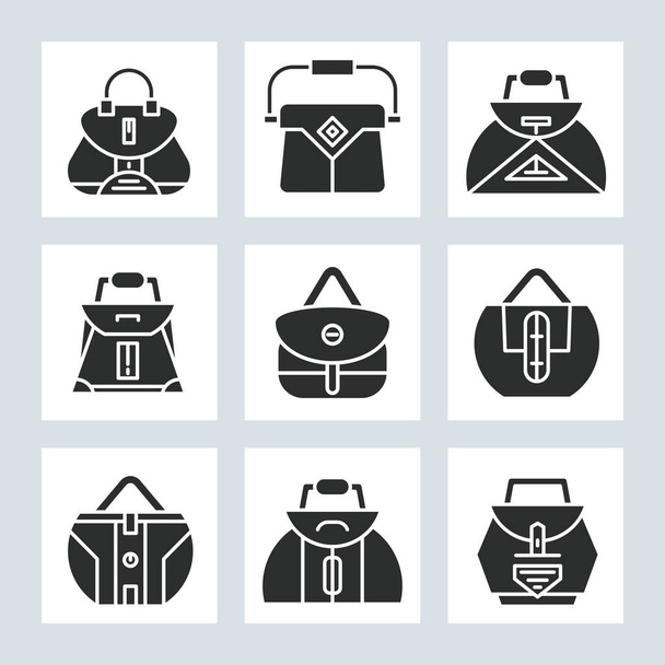 diseño de glifo de iconos de bolso y bolsa
 - Vector, imagen