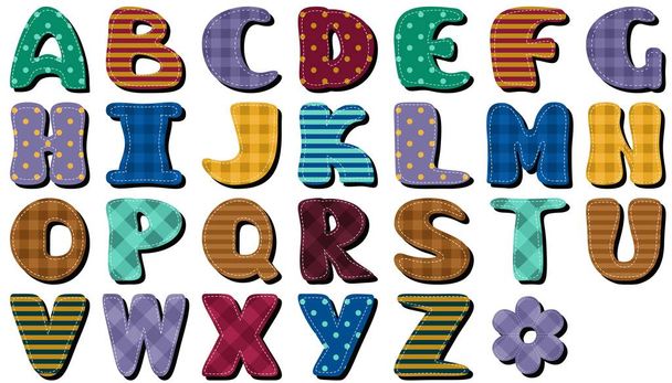 different texture scrapbook alphabet on white background - Vector, Image