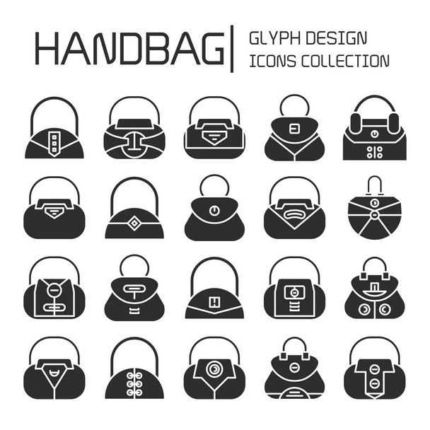 Handtasche und Tasche Ikonen Glyphen-Design - Vektor, Bild