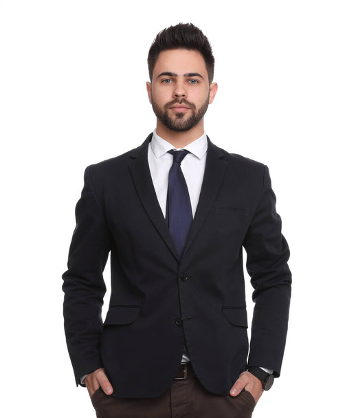 Portrait of young businessman on white background - Fotoğraf, Görsel