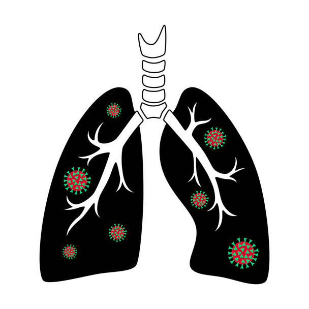 Ανθρώπινοι πνεύμονες με λοίμωξη από ιό - Διάνυσμα, εικόνα