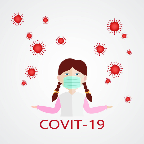 Coronavirus, covit-19 virus concept. Medical healthcare, microbiology concept. Microscopic view of a infectious virus. on blue background. vector. - Vetor, Imagem