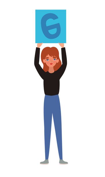 Woman with banner vector design - Vector, Image