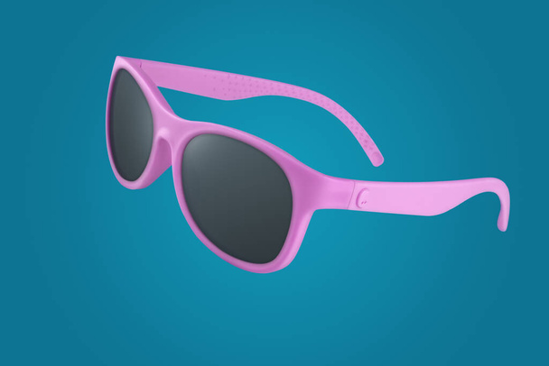 Closeup stylish pink shades for sunny summer weather isolated on blue background - Photo, Image