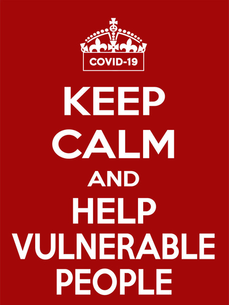 Vertikální obdélníkový červenobílý motivační koronavirus COVID-19 plakát založený na retro retro stylu - Vektor, obrázek
