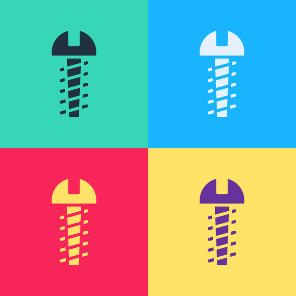 Pop art Metallic screw icon isolated on color background. Vector Illustration - Vector, Image