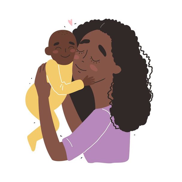 Mothers day greeting card. Mother hugs baby. Family holiday and togetherness. Vector eps 10 - Vektor, kép