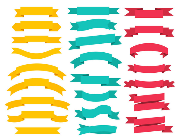 Set of banner ribbon elements on a white background. Vector illustration - Vetor, Imagem