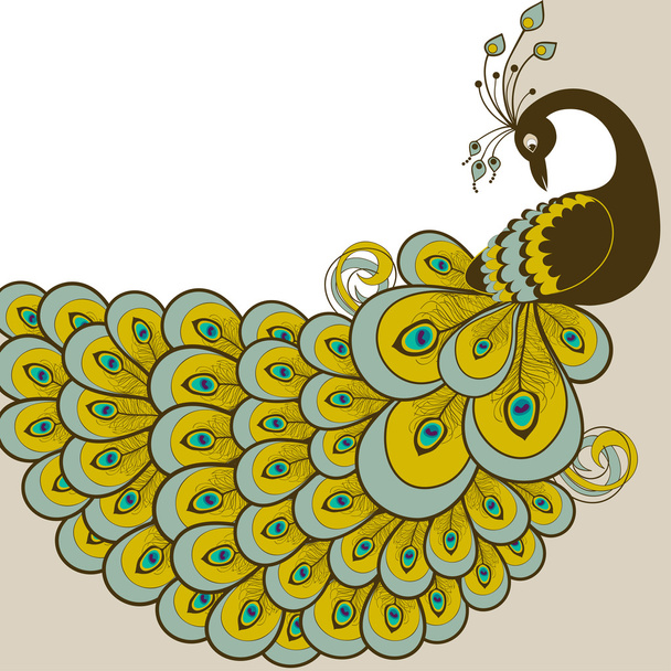 Peacock card - Вектор, зображення
