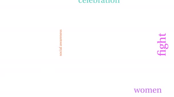March 8 International Women\'s Day word cloud on a white background. - Footage, Video