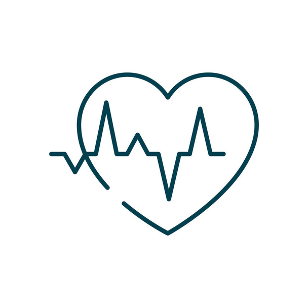 cardio heart icon, line style - Vector, Image