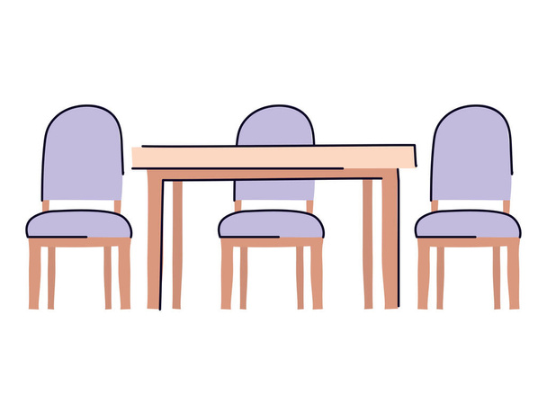 Tavolo isolato con sedie design vettoriale - Vettoriali, immagini