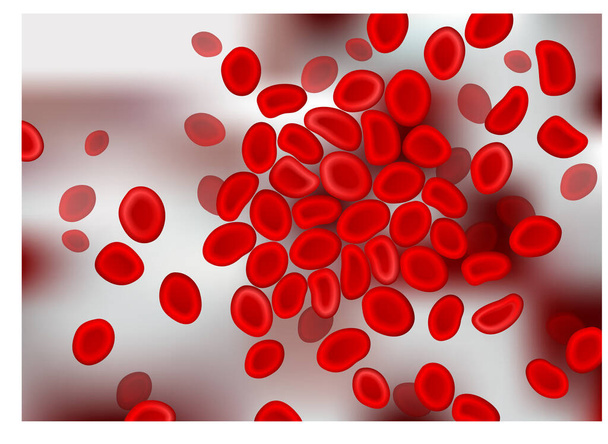 Erytrocyten in het bloed onder de microscoop. Vector illustratie voor medische publicaties. - Vector, afbeelding