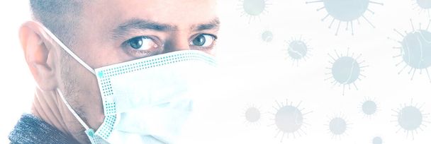 Een man met een masker. bescherming tegen coronavirus en infectie - Foto, afbeelding