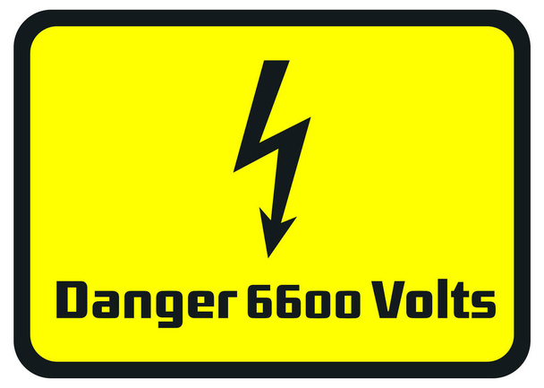 Gefahr 6600 Volt Gefahrenwarnzeichen - Vektor, Bild