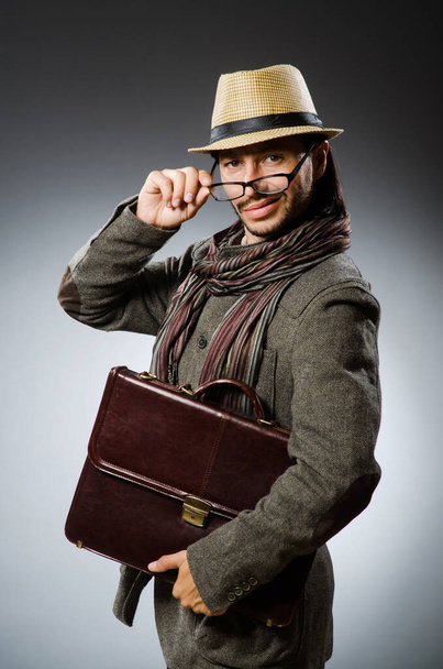 Man wearing vintage hat in funny concept - Photo, Image