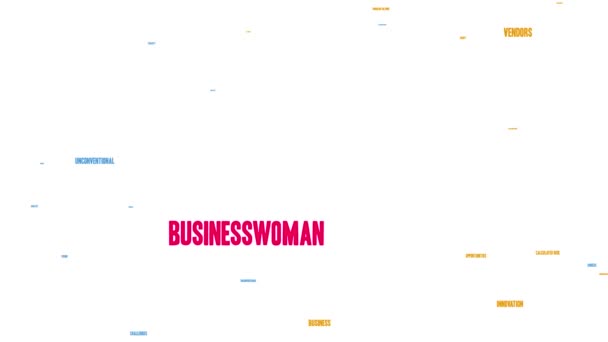 Businesswoman nuvem de palavras em um fundo branco
. - Filmagem, Vídeo