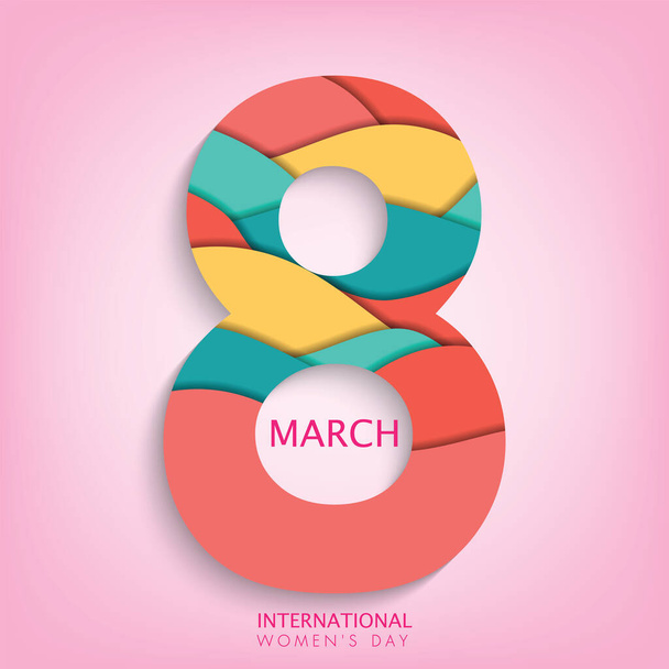 March 8, Happy Women's Day. illustration for International Women's Day card. - Vettoriali, immagini