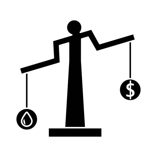 масштабний баланс з падінням нафти і символом долара піктограма плоского стилю
 - Вектор, зображення