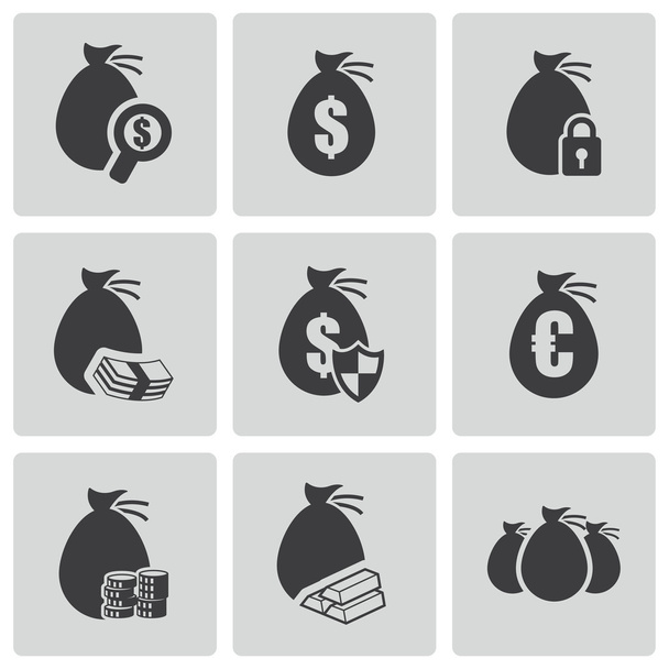 Vector black money icons set - Vector, Imagen